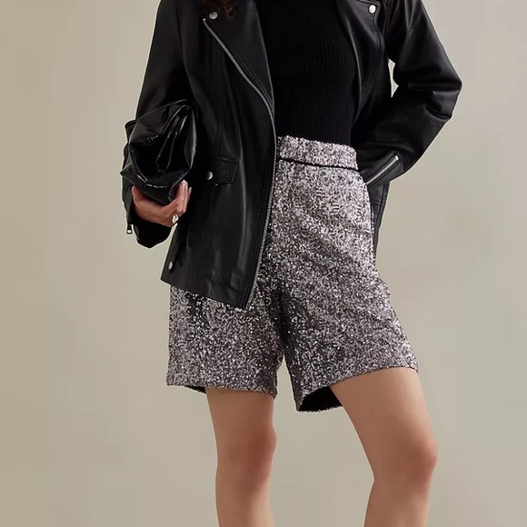 Silver Sequin Lined Shorts - Picture 7 of 7